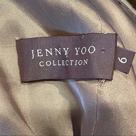 Jenny Yoo Collection Gold Pleated Strapless Mini Dress size 6 - Picture 7 of 8